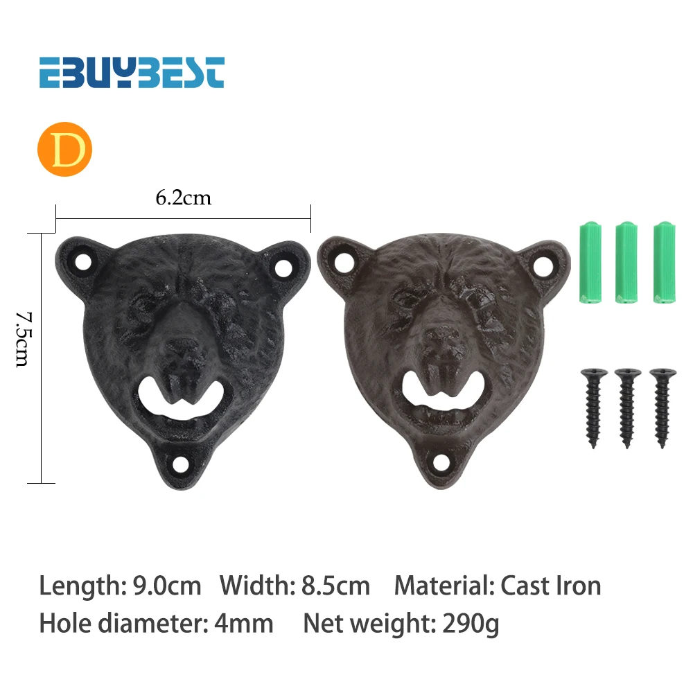 Открывалка для бутылок чугунная настенная открывалка для бутылок голова медведя настенная открывалка для бутылок Стеклянная Крышка для бутылок открывалка для пива кухонные инструменты
