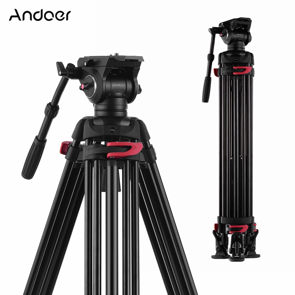 Andoer XTK-8018 Штатив для профессиональной фотосъемки с 360 панорамной гидравлической головкой 180 см Максимальная высота 10 кг нагрузка