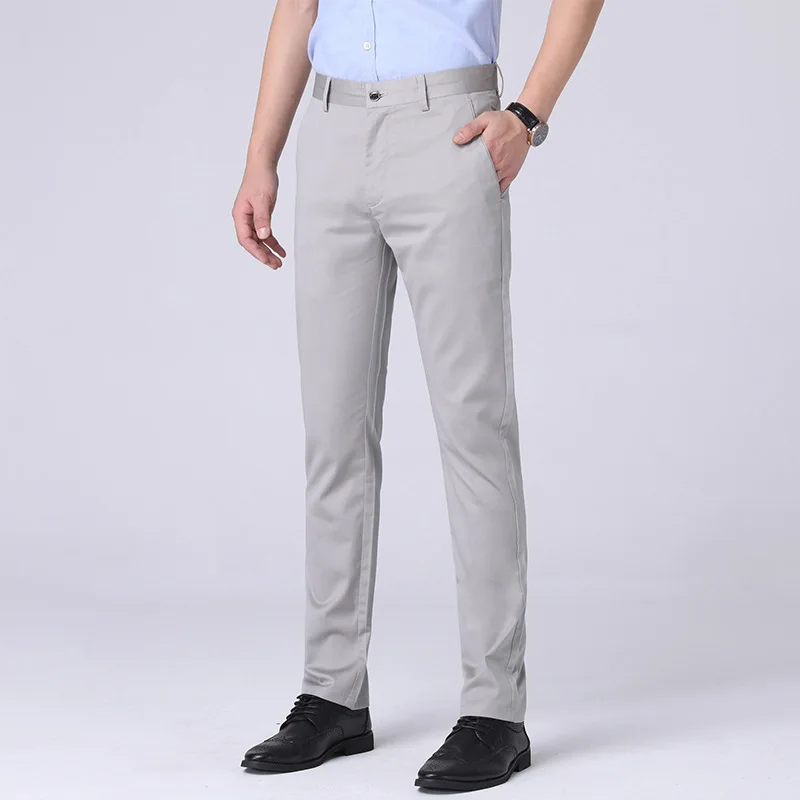 Классическая мода, строгие мужские брюки, летние, большие размеры 30-42, 44, 46, прямые, обычные, 95% хлопок, повседневные брюки - Цвет: 9106 8 UAS SIZE
