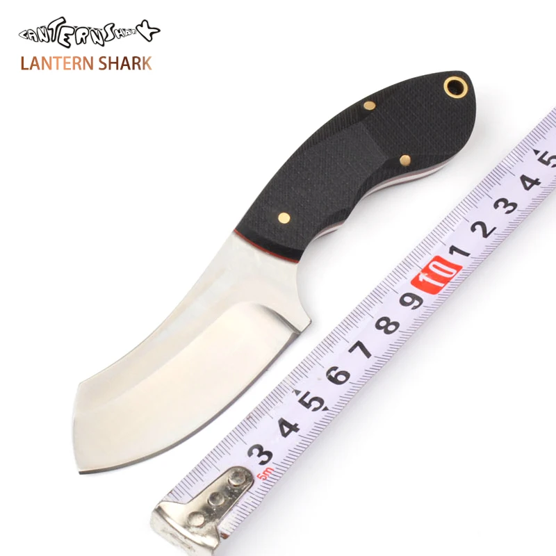 

LANTERN SHARK Hunting Quality Fixed Blade Knife Razor Black G10 Handle 9CR18MOV Stainless Steel Mini Camping Knife