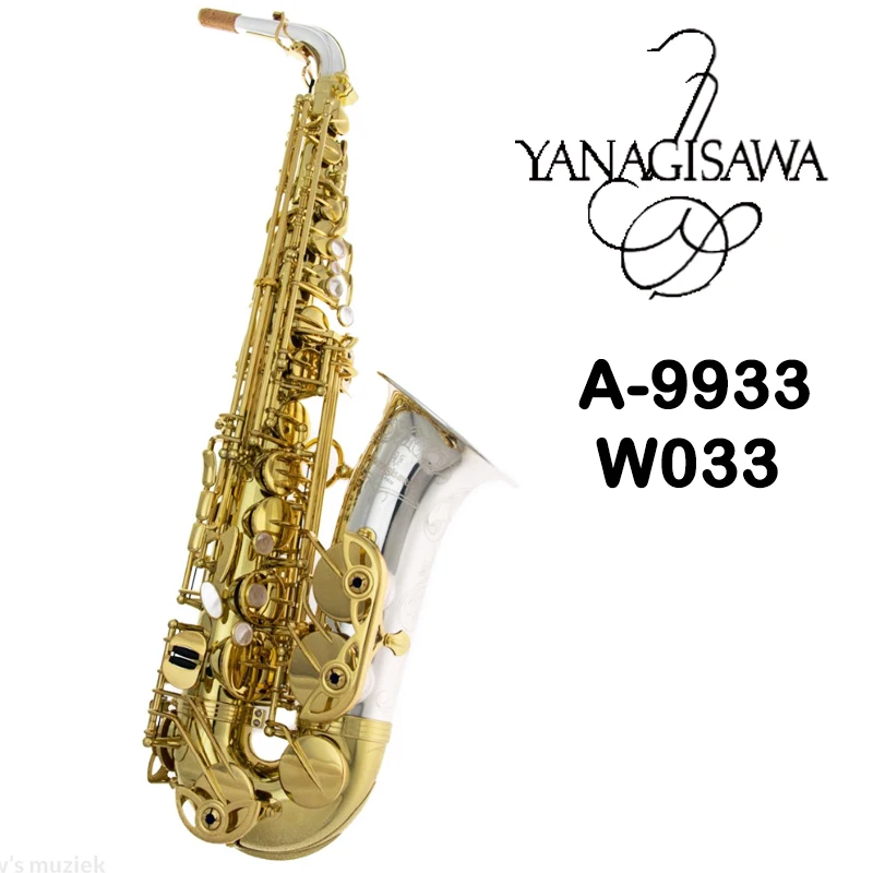 

Japan brand Saxophone Alto Yanagisawa A-9933 A-W033 White copper tube gold key alto sax Professional with case Free Shipping