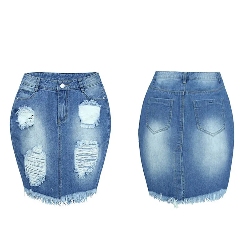 New Fashion 2018 Summer style skirts womens casual Denim Skirt Jeans High Waist Ripped Vintage Skinny Short Femme Saia Y05#N (3)