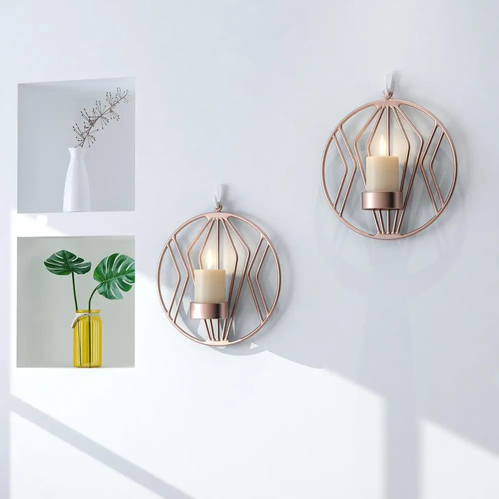 

Candle Holder 3D Geometric Tea Light Metal Candlestick Brief Round Geometry Candle Holders Art Home Decor