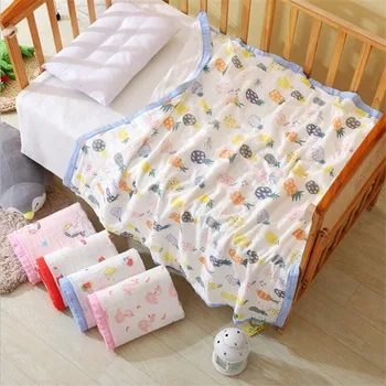 

110*110cm 6 layers muslin cotton blanket kids baby blanket bedding cover sleeping blanket breathable newborn swaddle blanket