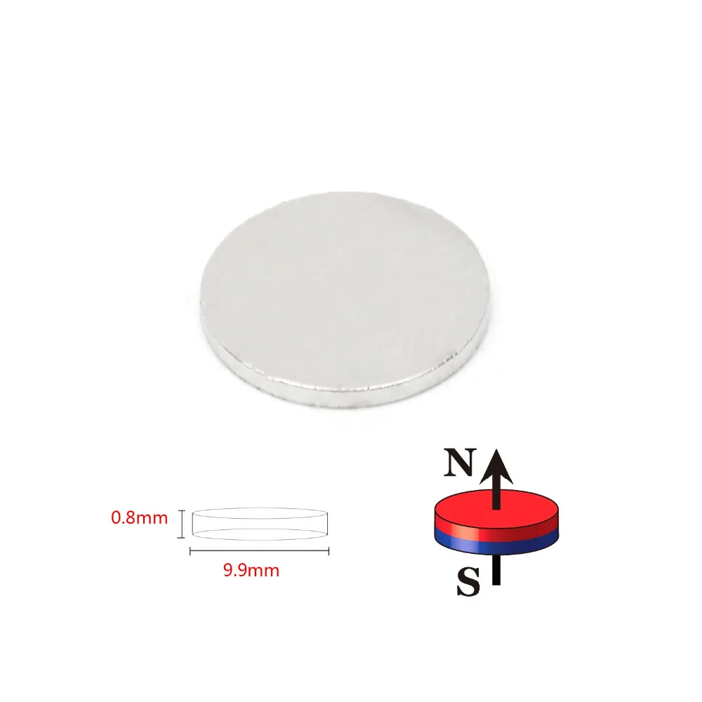 Hakkin 50 шт. N52 магнит диаметр 9,9 мм x 0,8 мм редкоземельный NdFeB Неодимовый Постоянный магнит очень мощный акустический динамик