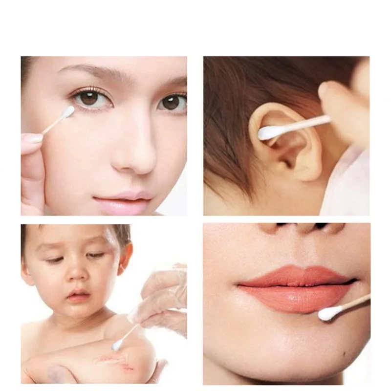 “ Cabeça de Casal de Algodão Maquiagem Cotonete Papilas Make up