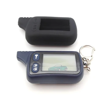 

TZ 9010 LCD Remote Control Key Fob +Gift Silicone Case For Russian 2-Way Car Alarm Keychain Tomahawk TZ9010 TZ-9010