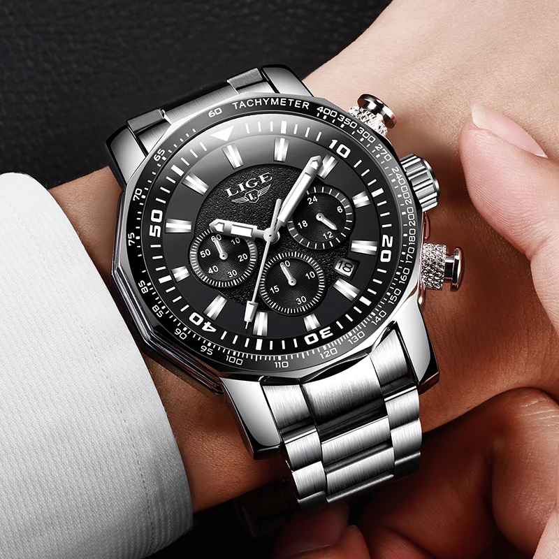 Beste LUIK Mannen Horloges Top Merk Luxe Big Dial Sport Polshorloge Mannen Vol Staal Militaire Waterdicht Quartz Klok Man Relojes Hombre