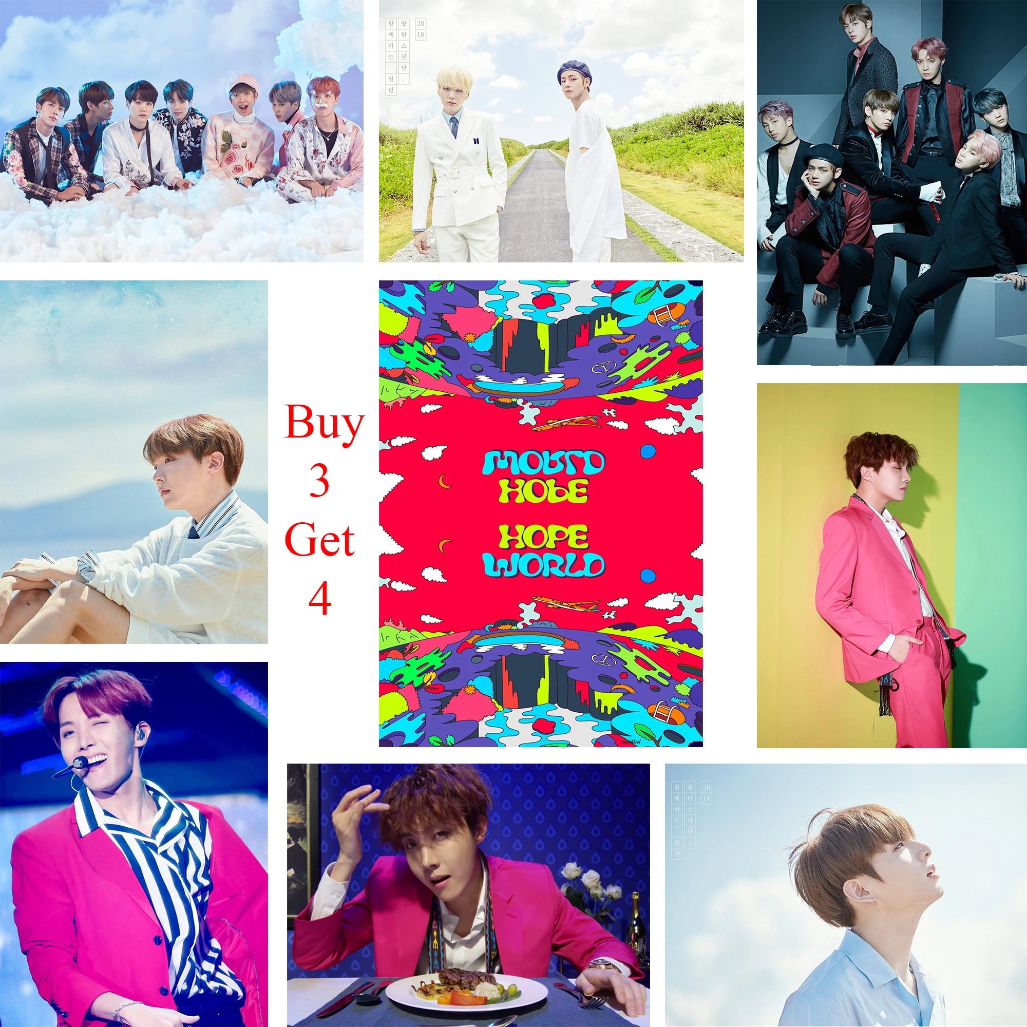 

Hope World Posters J-HOPE Wall Stickers High Definition Good Quality Glossy Paper Wall Decoration Livingroom Bedroom