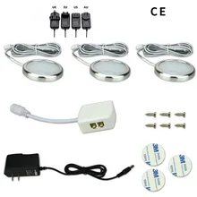 Светодиодные светодио дный лампы под шкаф кухонный шкаф счетчик Алюминиевый Серебряный круглый шайба лампы 12 В в книжный шкаф свет шкаф освещение