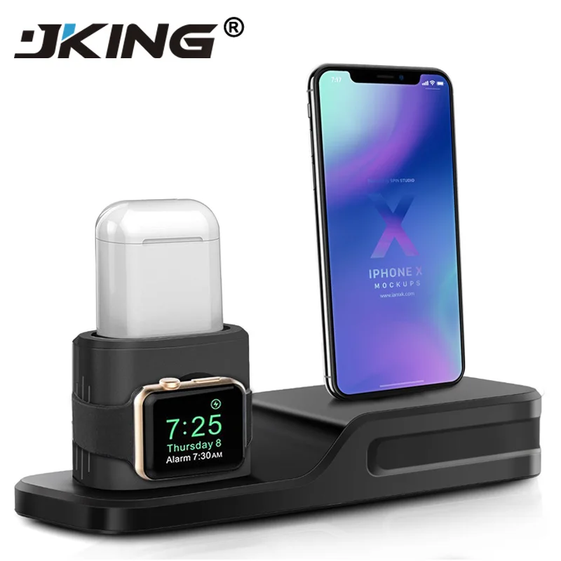 3 в 1 Зарядка для док-держатель Iphone X 8 7 6 Силиконовая Подставка зарядки док-станции