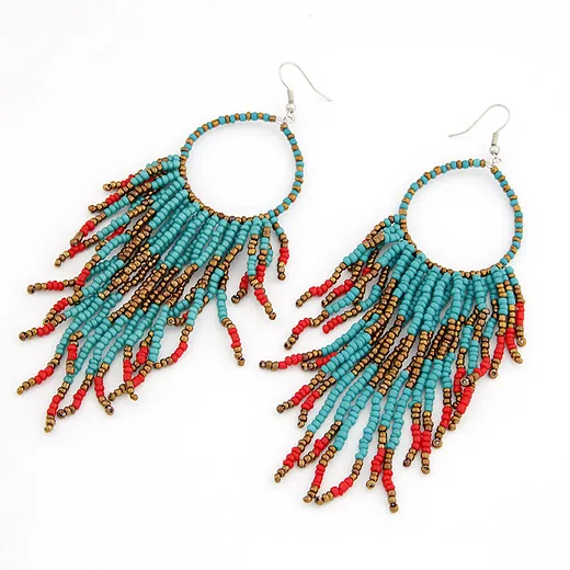 Vintage Ethnic Bohemian Beads Earrings Tassel  Wholesale Jewelry