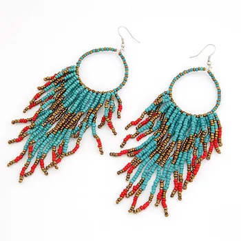 Vintage Ethnic bohemian Beads Earrings Tassel earring Wholesale jewelry Free Shipping