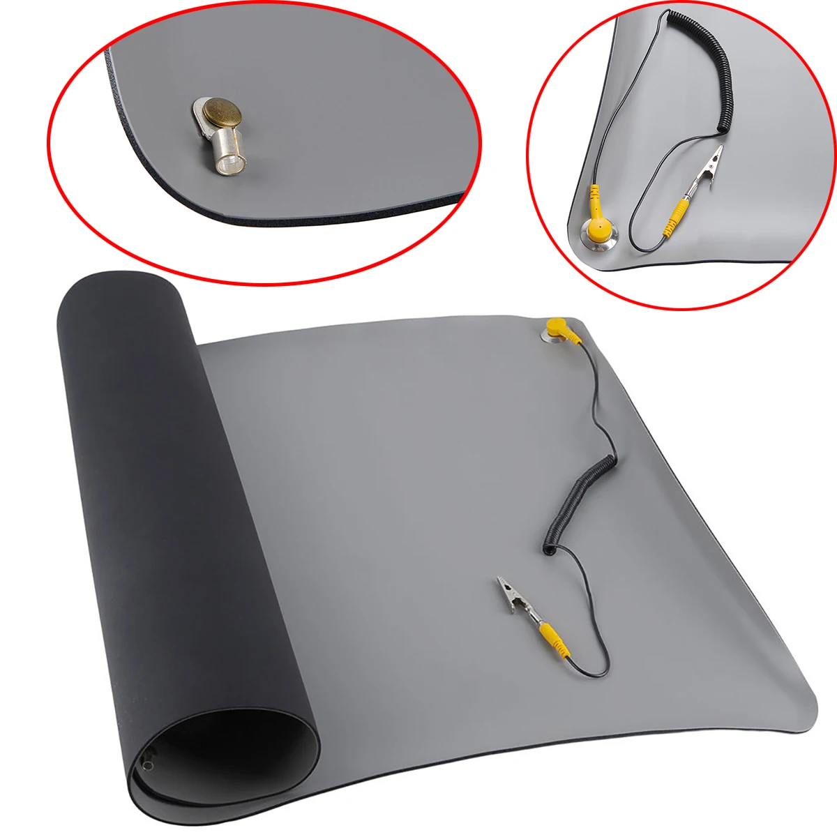 1pc Black Desktop Anti Static ESD Grounding Mat Maintenance Platform Desk Mat Mayitr + Cord for PC Laptop Repair