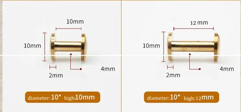 XUNZHE 10 шт 4-20 мм Чистая медь плоскость и изогнутая поверхность Металл Твердый винт гвоздь заклепки багаж кожаная одежда/ремень винт ремень