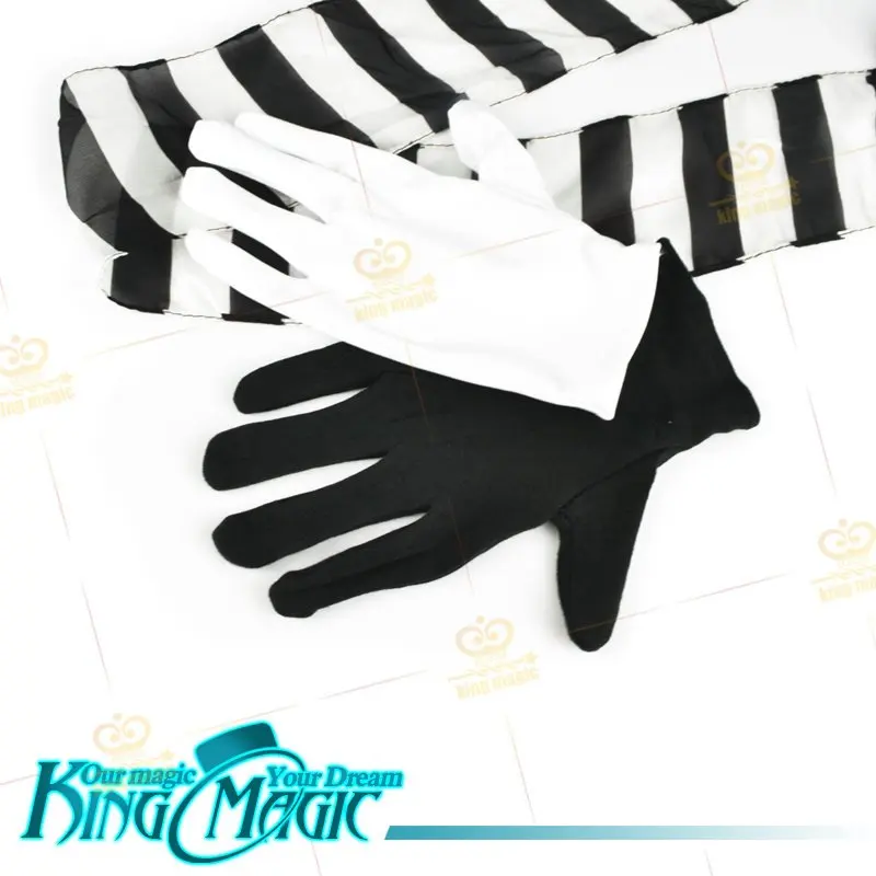

Black And White Gloves To Streamer Free Shipping King Magic Tricks Props Toys Email Video To You