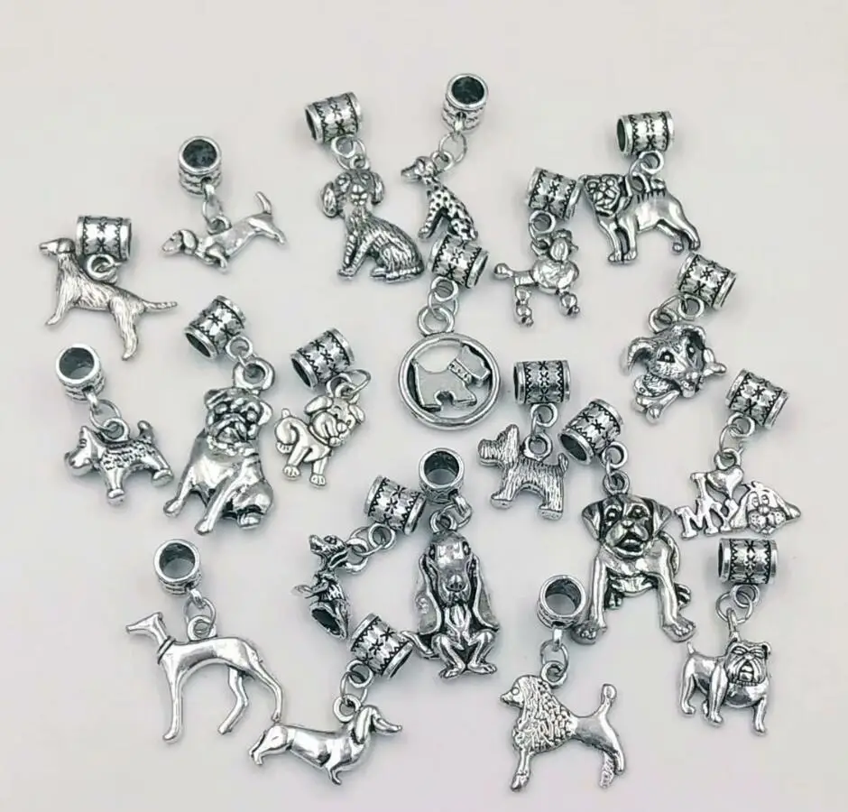 

20pcs Antique Silver Mixed World famous dog (Greyhound / Dachshund)Charm Pendant Bracelet&Necklace For Women&Men Gift