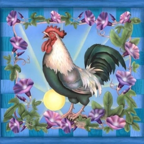 Morning Glory Rooster I Poster Print by Rosiland Solomon (11 x 10)