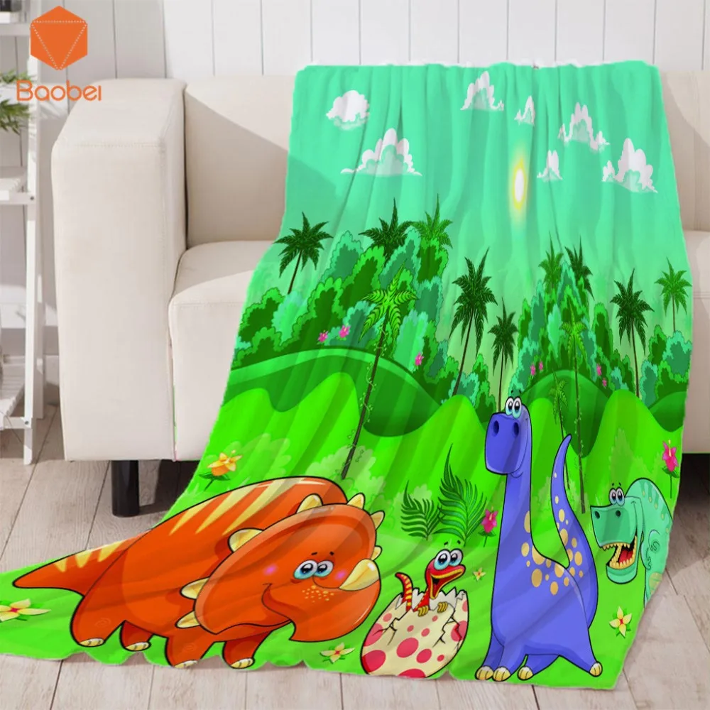 

Cartoon dinosaur Hot Sale Thicking Blanket For Bed Super Soft Throw Blanket Art Beach Towel Throw Travel Bedspread Cartoon Beds