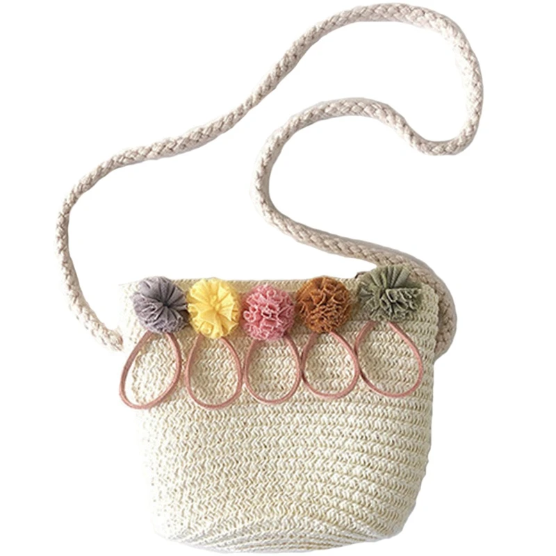 

Girls Shoulder Bag Straw Rattan Weave Crossbody Bag For Baby Girls Best(White)