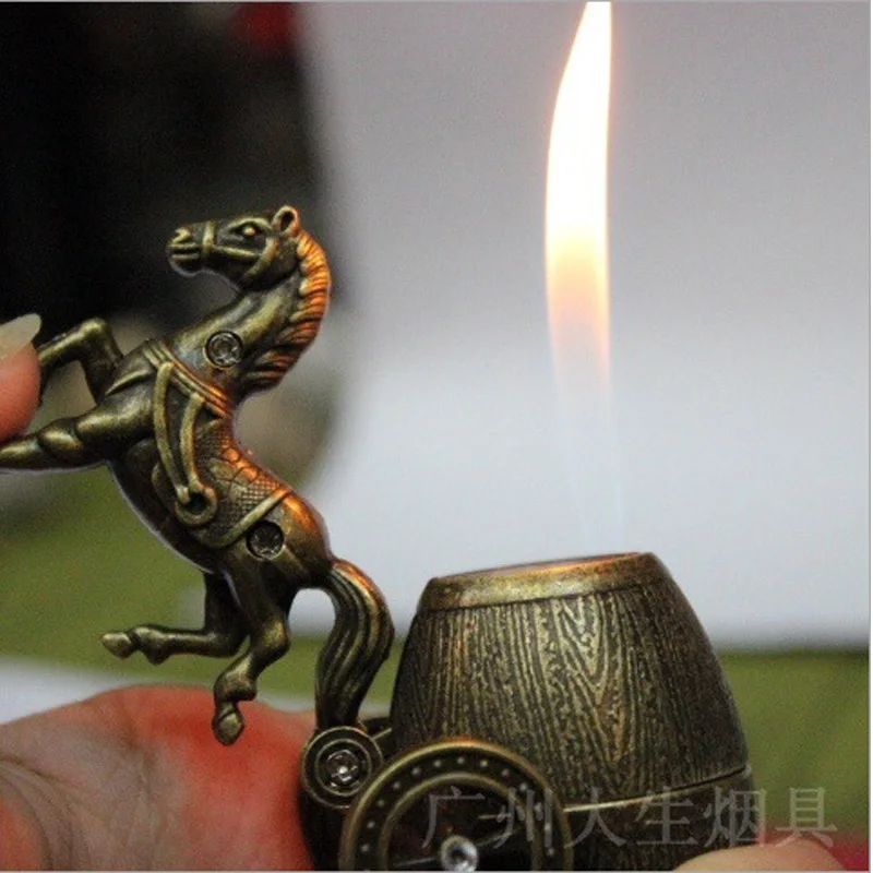 

Creative Mini Horse Carriage Fire Refillable Cigarette Lighter Butane Gas Ornaments Lighter Home Decoration Good For Gift