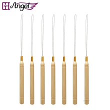10 шт., деревянные ручки, тянущие иглы для микро колец/петель для наращивания волос, железная проволока, крючок нитевдевателя, инструменты для наращивания волос