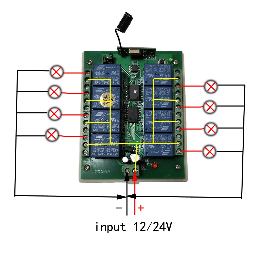 DC 12V 24V 8 CH 8CH RF светодиодный Т дистанционного управления светодиодной лампой