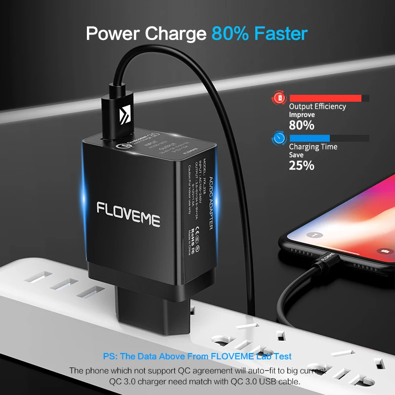 FLOVEME 18 W سريعة تهمة 3.0 USB تهمة سريع شحن شاحن QC3.0 الحائط الهاتف المحمول شاحن آيفون Xiaomi هواوي P20 لايت
