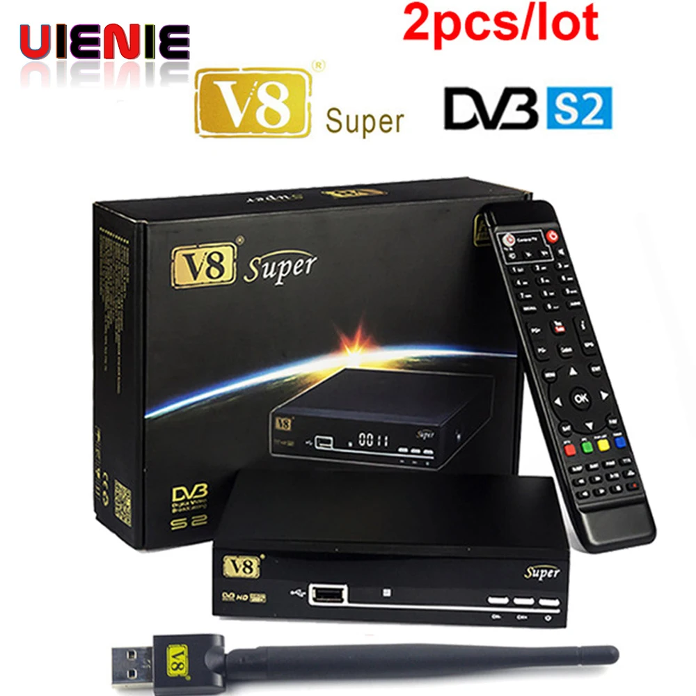 

2PCS Free sat V8 Super satellite internet TV receiver + USB wifi dvb-s2 Decoder Newcam better than V7