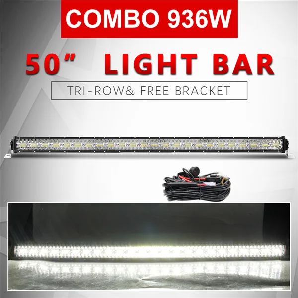 CO LIGHT 2" 32" 4" 50" 5" внедорожный световой бар 390 Вт 585 Вт 780 Вт 936 Вт 975 Вт светодиодный рабочий прожектор комбинированный прожектор - Color: 50 inch with Wires