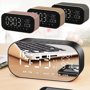 

Digital Clock LED Alarm Clock with FM Radio wireless Bluetooth Speaker Support Aux TF USB Music Player for Office Home 2018