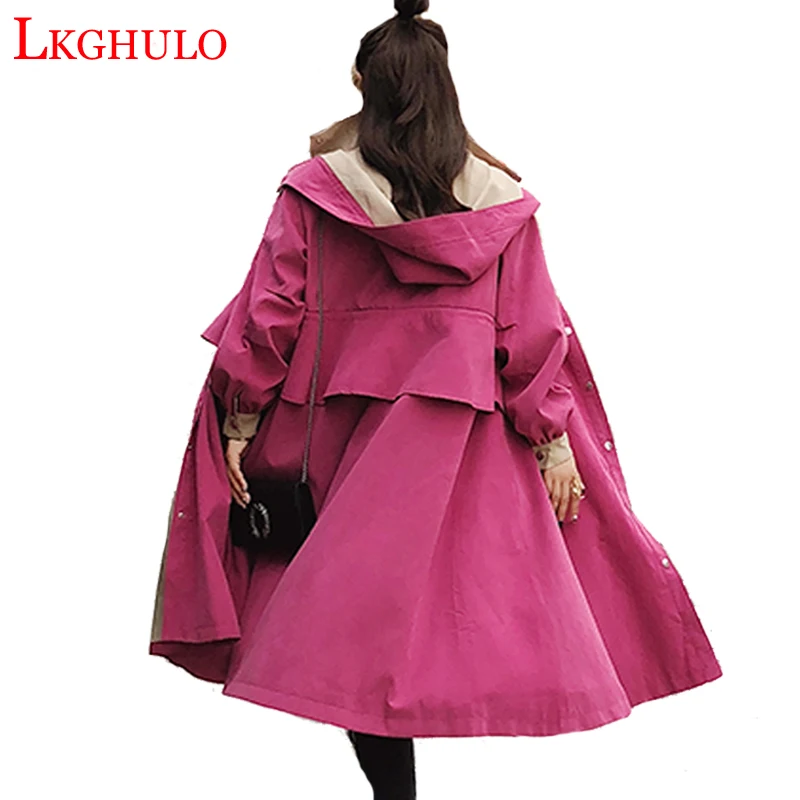 

2018 Fashion Women Trench Coat Loose Outwear Coats Female Spring Autumn Long Windbreaker Clothing Lady Raincoats with Belt A825