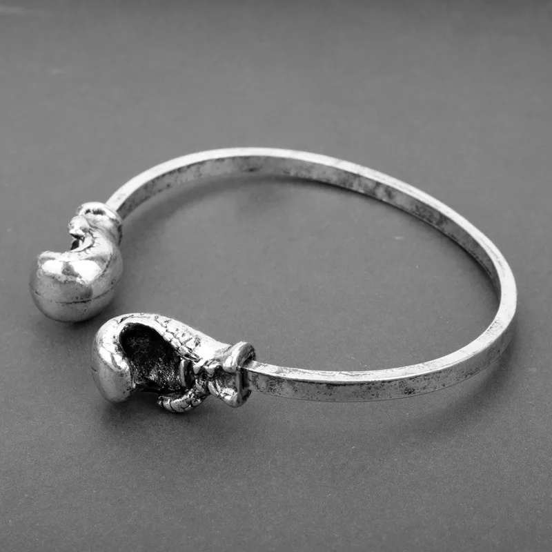 LUFANG Fashion Jewelry Classic Hip Hop Rock Metal Fitness Boxing Gloves Bracelet Charm Bangle Silver Color Wrap Bracelet For Men