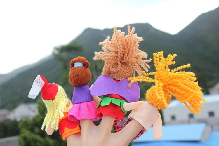 4 шт/лот Русалочка для кукольного театра пальчиковые куклы с сумкой/Дети ролевые игры деревянные плюшевые игрушки куклы
