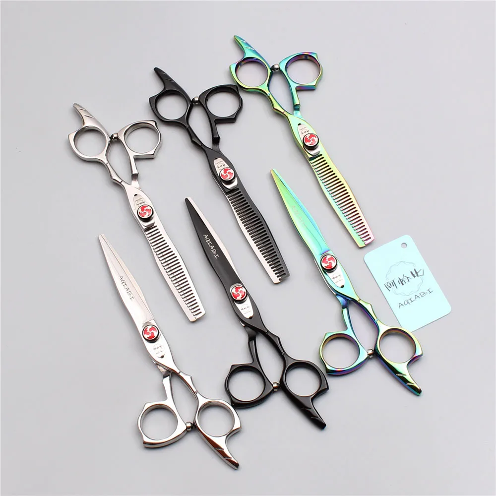2Pcs 6" 17.5cm 440C AQIABI Hairdressing Scissors Cutting Shears Thinning Professional Hair Styling Tools A9017 | Красота и