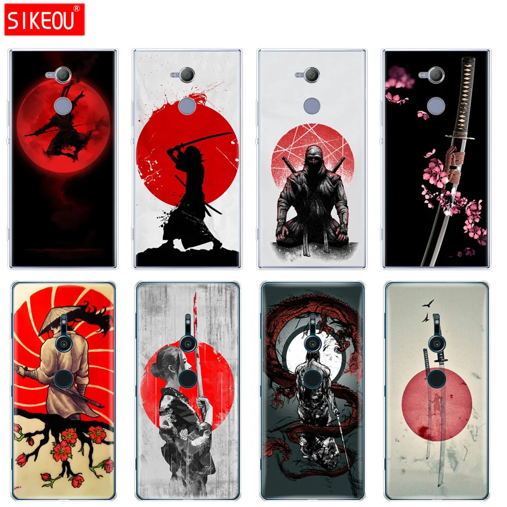 

silicone Cover phone Case for sony xperia XA1 XA2 ULTRA PLUS L1 L2 XZ1 XZ2 compact XZ PREMIUM Japan samurai Ninja