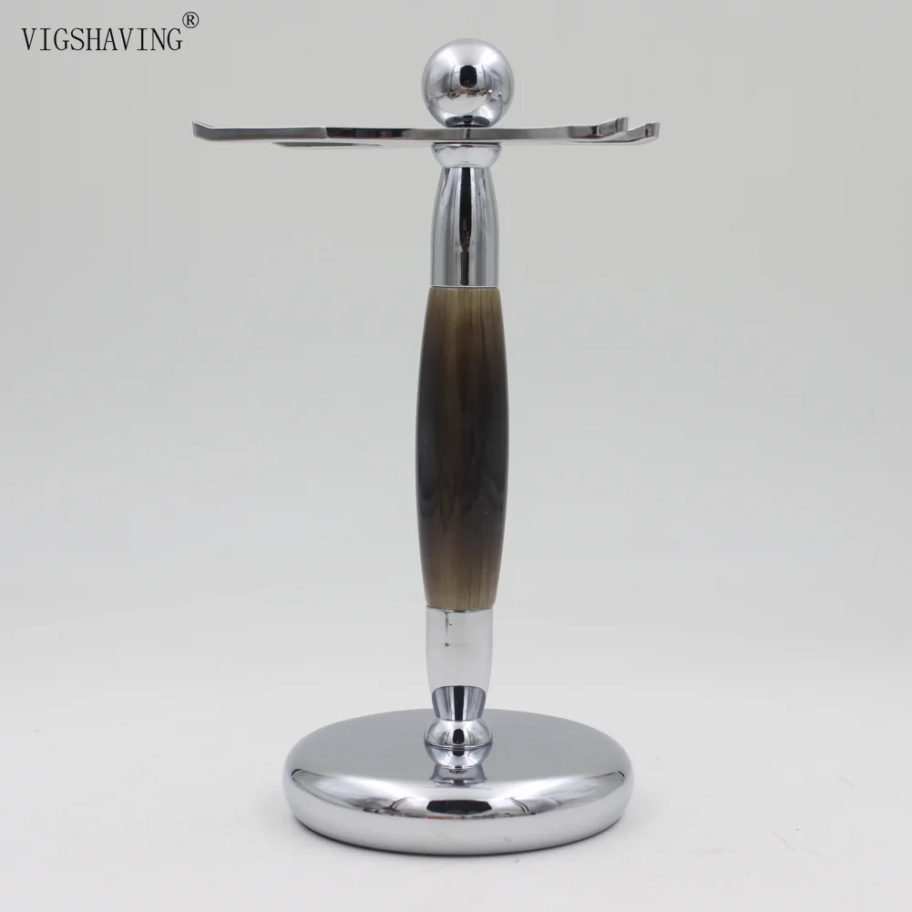 VIGSHAVING искусственный Рог Смола хром металлическая для бритья щетка+ Мужчины стойка для бритвенного станка