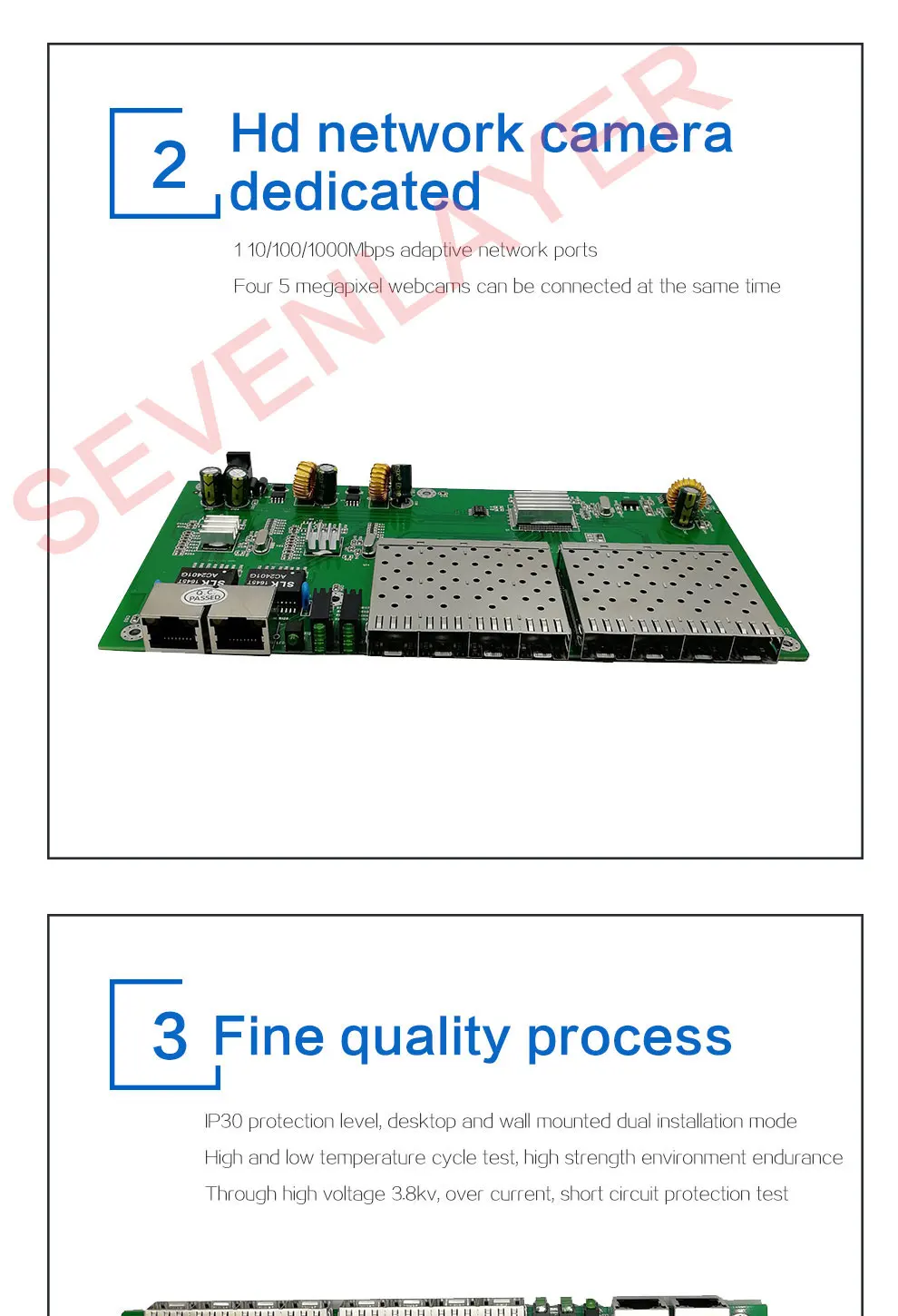 8 Порты и разъёмы 1,25G SFP solt 2 RJ45 Gigabit Ethernet PCBA плата медиа-конвертер 10/100/1000 м