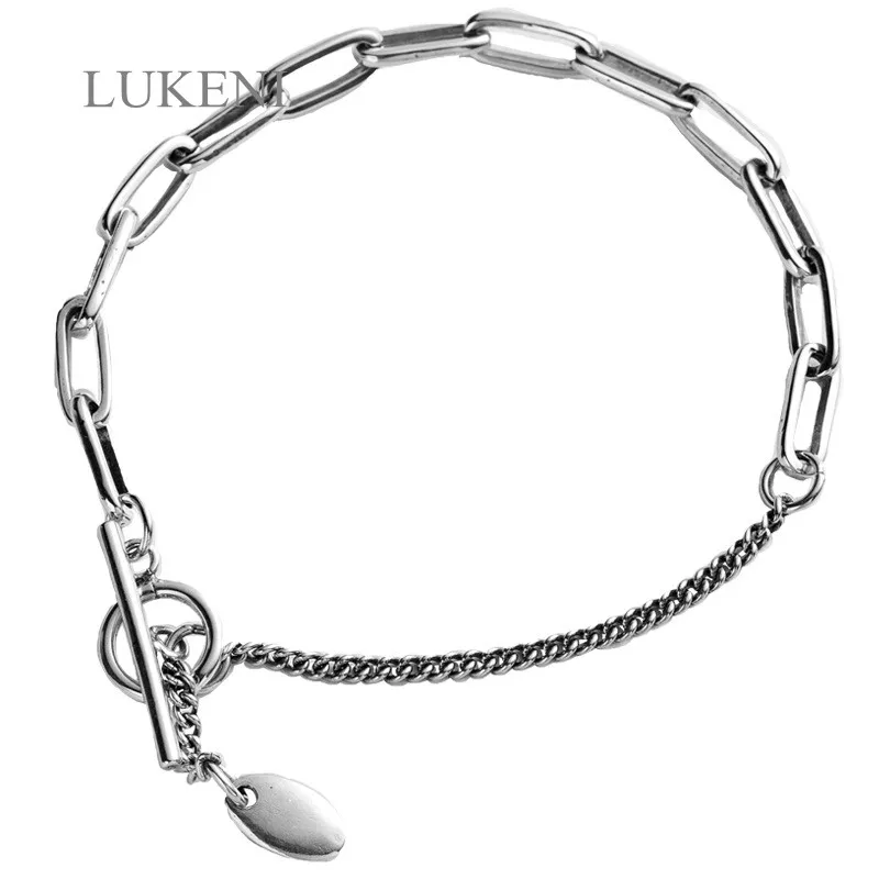 

LUKENI New Design Vintage Port Flavor Chic Wind Thai Silver O-Shaped Chain Bracelets Jewelry Gift