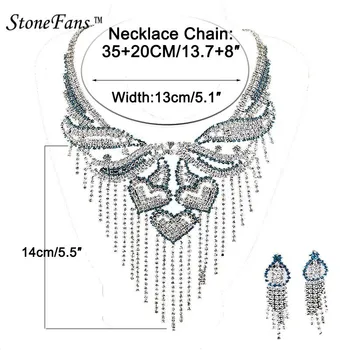 

StoneFans Crystal Heart Necklace Earrings Jewelry Set Women Elegant Set Plus Size Wedding Necklace Bridal Wedding Jewelry XL033