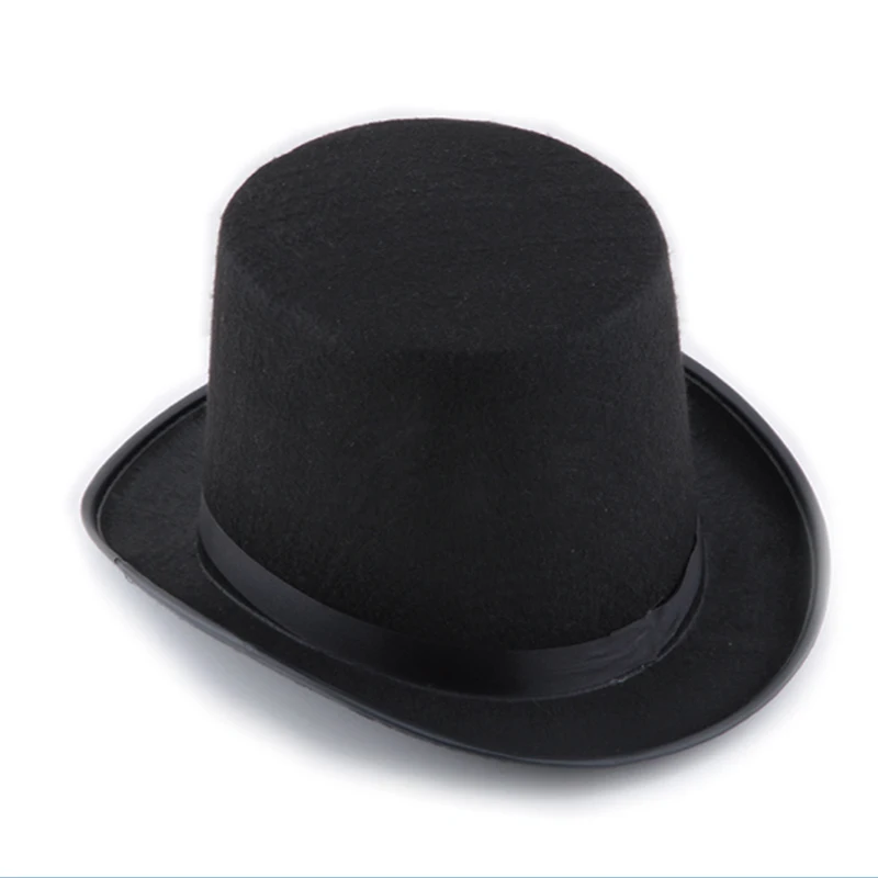 

13CM/16CM Height Punk Black Hatter Top Hat Halloween Props Felt Hats Millinery/ Magician Magic Trick Cap GDD99