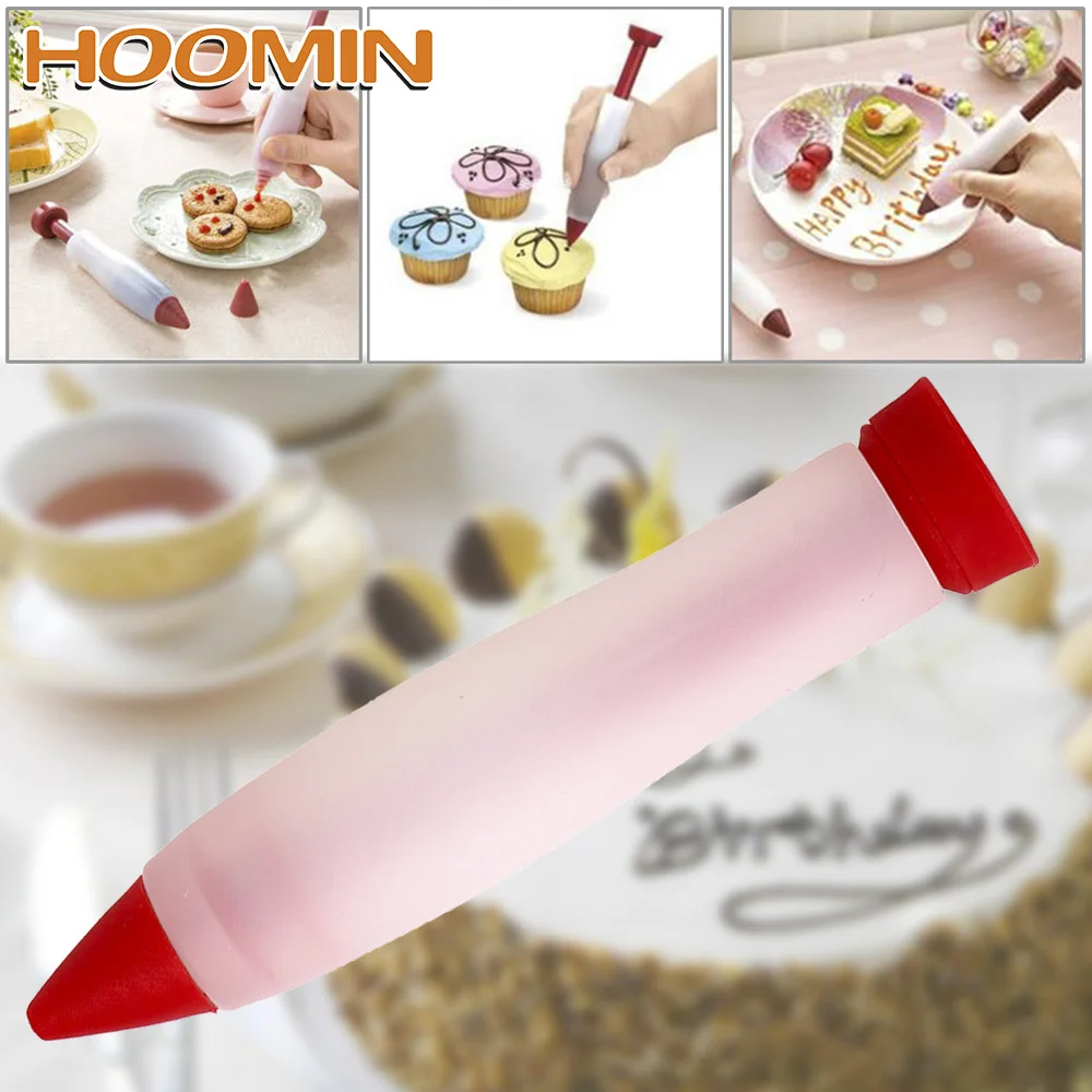 

HOOMIN Silicone Cookie Icing Piping Pastry Nozzles for Chocolate Jam Syrup Cream Food Writing Pen Cake Decorating Tools