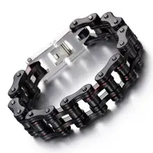 16 мм тяжелый темно-красный черный 316L велосипед из нержавеющей стали мужской браслет цепочка браслет на запястье Мальчики велосипед для мужчин ювелирные изделия