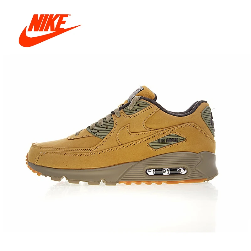 Original New Arrival Authentic Nike Air Max 90 Premium Men's Running Shoes Sport Outdoor Sneakers Winter Flax 683282-700