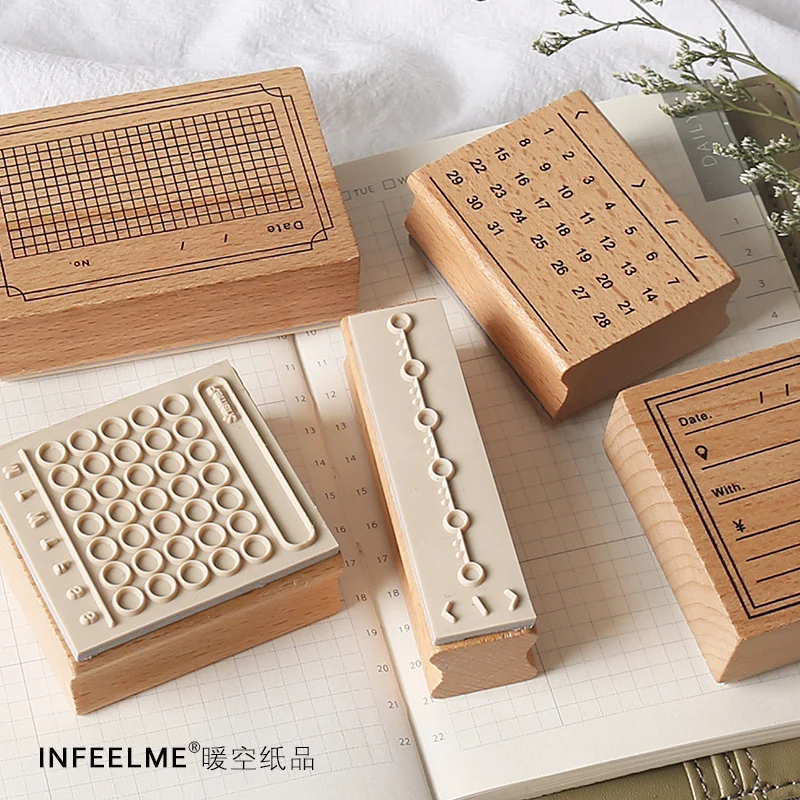 

Vintage Daily Planner Date/week/Monthly wooden rubber stamps for scrapbooking stationery DIY craft standard stamp
