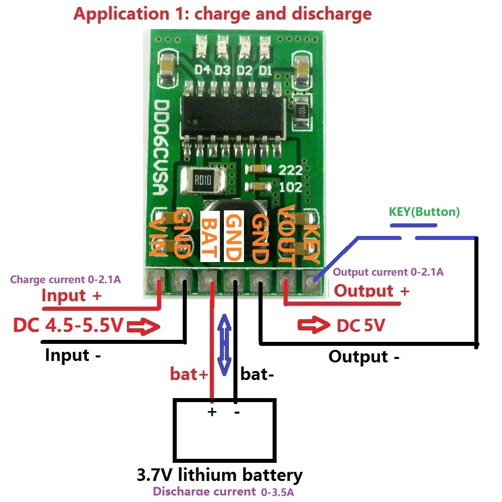 

DC 5V 2A 3.7v/4.2V Charge/Discharge boost /battery protection /indicator module lithium for Solar charging Bluetooth Wifi MP3