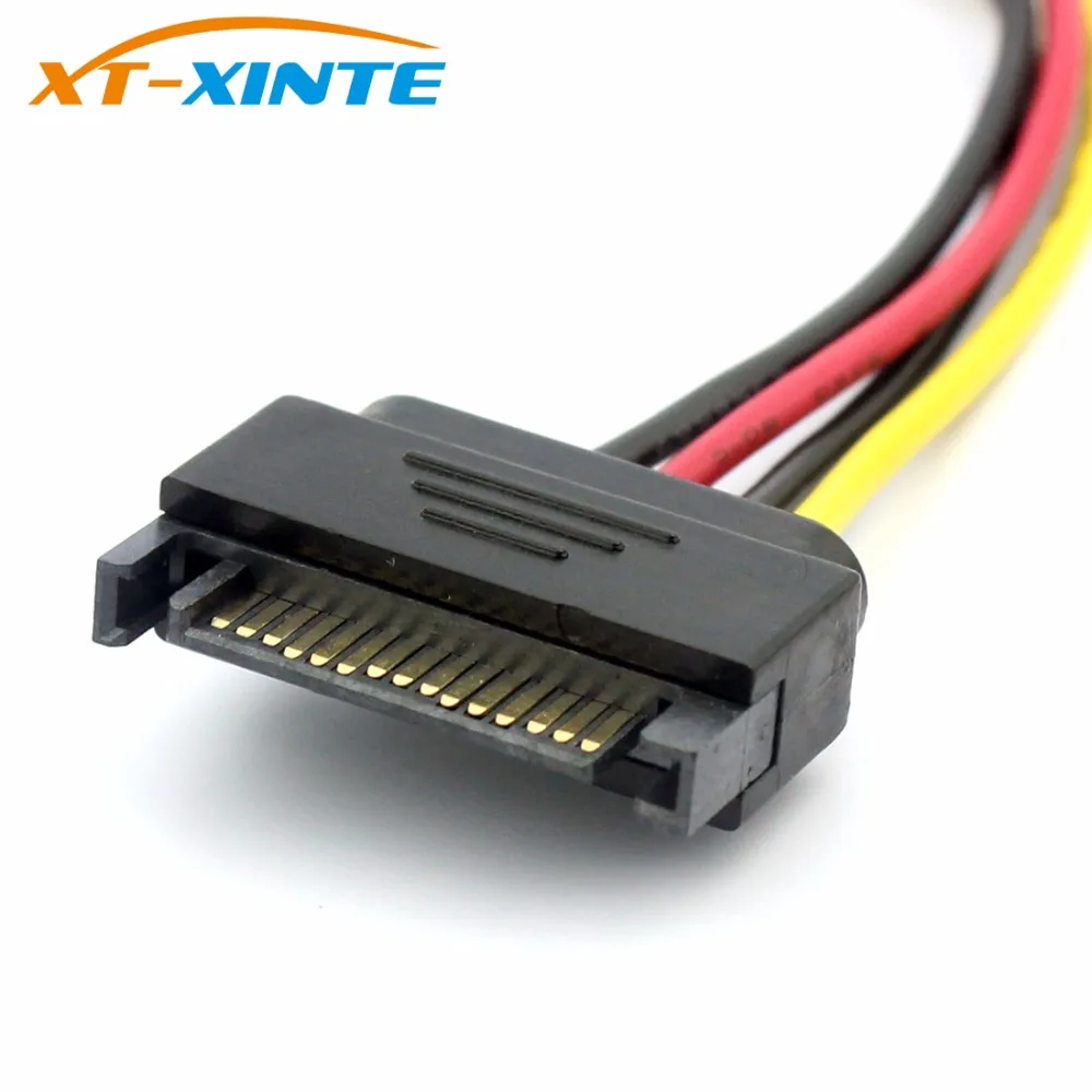 IDE to SATA Large 4Pin to SATA Power Cable 15Pin Male to 4Pin Famale Adapter Reverse Wire Line SATA Connector 20cm for Mining