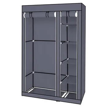

67" Portable Clothes Closet Wardrobe with Non-woven Fabric and Hanging Rod Quick and Easy to Assemb 5 layers 6 grid 110*45*175