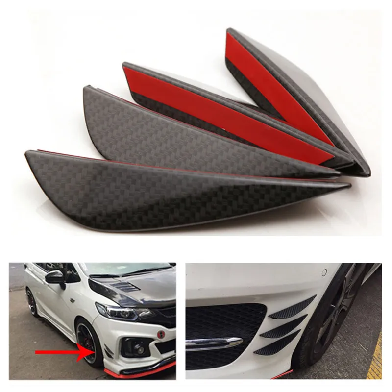 

OSIAS 4 black Carbon Fiber Pattern Spoiler Bumper Lip Fins Canards Splitters Chin Diffuser