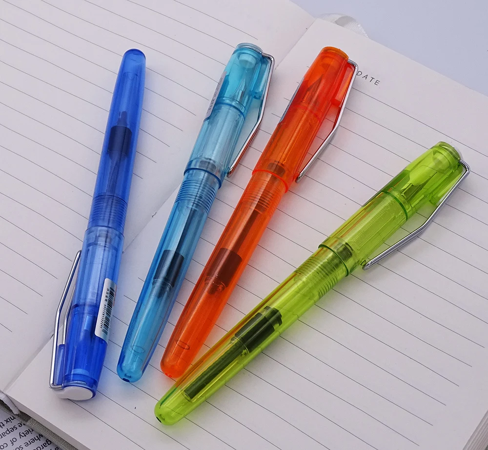 

Upgraded Transparent Wingsung 3010 Fountain Pen E/F 0.38/0.5mm Ink Pen Wing Sung Silver Clip 4 Colors Optional for Office School